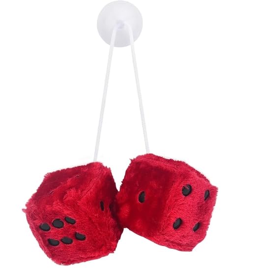 AYNKH 6cm Car Hanging Furry Dice,Car Mirrior Hanging, Christmas Tree Decoration, Car Fluffy Interior Pendant,Fluffy Dice for Car,Pair of Hanging Couple Car Pendant for Car Interior Decoration(Red)