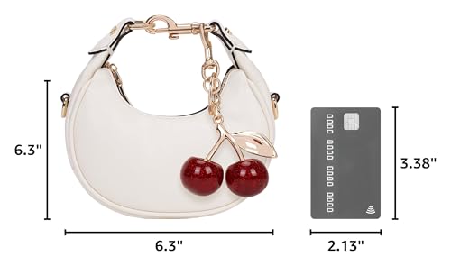 Image of JQWSVE Small Top Handle Bags for Women Mini Purses Cute Ladies Handbags Crescent Mini Crossbody Bags with Cherry