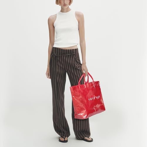 Image of PVC Tote Bag for Women Waterproof Plastic Jelly Tote Letter Print Hobo Handbag for Travel, Gift