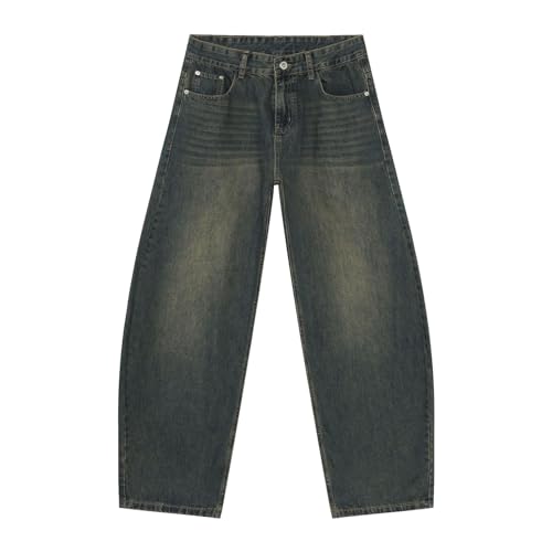 Men's Denim Jeans American Retro Loose Straight Leg Casual Weekend Office Commuting Pants for Men4