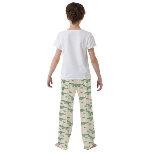 ZZXXB Lovely Alligator Boys Long Pants Soft Trousers Elastic Waist Kids Lounge Bottoms with Pockets S-XL3