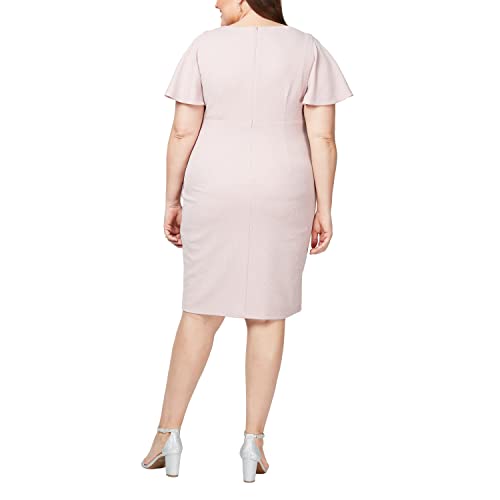 Image of S.L. Fashions Womens Midi V-Neck Sheath Cocktail Dress W /Flutter Sleeves, Wedding Guest (Petite and Regular Sizes)