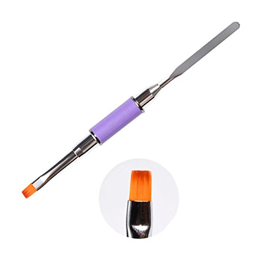 WOKOTO Double Head Acrylic Nail Polish Brushs Flat Tip And Stainless Steel Gel Spatula Professional Gel Apply Tool