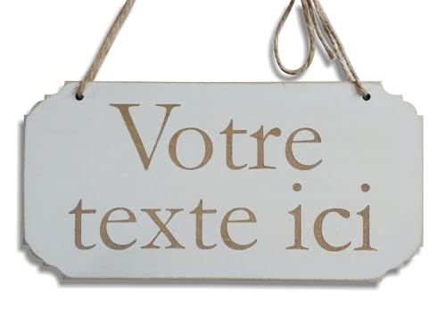 PlaqueMarket | Panneau en Bois Personnalisée avec Votre Texte | Personnalisable Plaque de Porte Cadeau d'anniversaire Pancarte de mariage Suspendue Maison Toilette Magasin Chambre