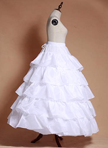 Women's Crinoline Petticoat 4 Hoop Skirt 5 Ruffles Layers Ball Gown Half Slips Underskirt For Wedding Bridal Dress White #TOP2