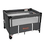 MTWML Portable Baby Bassinet,2 in1 Baby Playard and Bedside Crib with Wheel,1-Second Setup Foldable Playpen and Nursery Center with Travel Bag for Home or Travel Newborn to Toddler(Deep Grey)