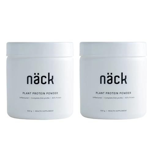 Image of Nack Plant Based Protein Supplement | 500g Unflavoured | 80% Pea & Rice Protein | 24g per Serving | Complete Essential Amino Acid Profile 9.7g EAA, 4.5g BCAA | Muscle Growth & Recovery | Vegan & Gluten-Free (Pack of 2)