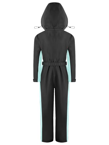 TiaoBug Kids Girls One Pieces Snowsuits Skiing Snowboarding Ski Suits Jumpsuits Winter Snowsuit with Belt4
