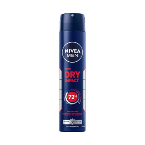 NIVEA MEN Dry Impact Deodorant Spray (1 x 200 ml), Deodorant für Herren, effektiver Schutz 72 h, Achselhöhlen-Antitranspirant, getestet und zugelassen in Alltagssituationen