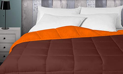 Energy Colors Textil - Hogar - Oshawa - Relleno Nórdico 400 gr Reversible Liso Tacto Pluma Otoño/Invierno (Naranja - Marrón, 240_x_220_cm ) Cama 150