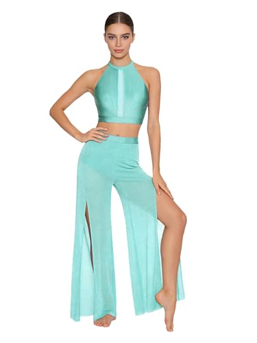 Costume performance menthe verte fluide pour danse lyrique en gala