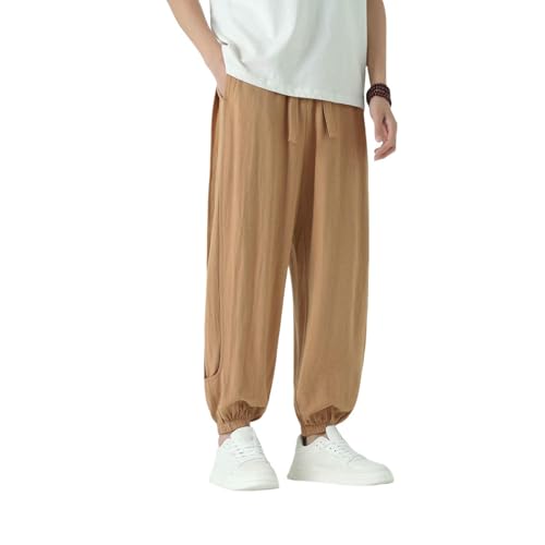 Pantalon lâche en lin style chinois pour homme rétro