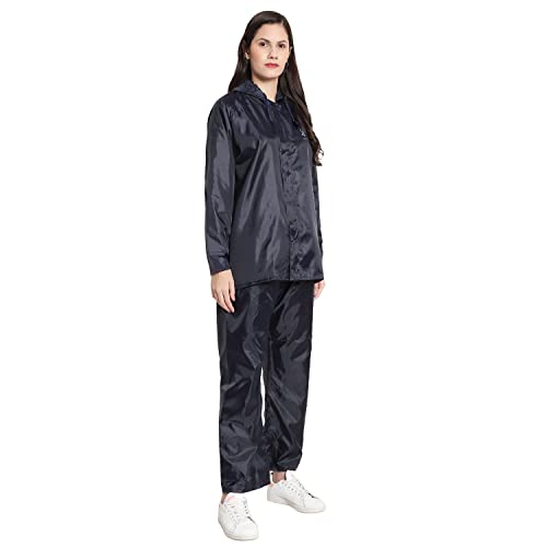 Image of Zacharias Women's Waterproof Reversible Double Layer Solid Raincoat with Pant (RG-2) (Black)