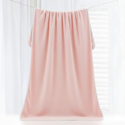 Image of Dribble Coral Fleece Weft Knitting 400 GSM Large Bath Towel 70 cm x140 cm | Ultra Soft, Quick Dry, Highly Absorbent | Lightweight & Skin-Friendly Towel for Bathroom, Gym & Travel, Pink