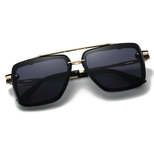 Image of Xpectrum Retro Square Aviator Sunglasses for Men Women Vintage 70s Disco Gangster Style Rectangle Glasses