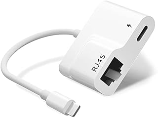 Lighting to Ethernet Adapter/CableiPhone RJ45 Lan Wired Network Adapter with Charge Port , Compatible Pad iPhone 12/13/11/XS/X/8, Supports 10/100Mbps