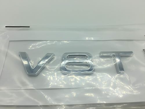 Image of 2pcs OEM ABS Nameplate Compatible for V8 T Chrome Emblem 3D Trunk Logo Badge Compact Decoration