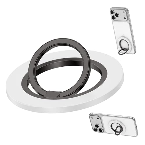 スマホリング マグネット リング 超强磁力 magsafeリング 360°回転 バンカーリング ホルダー 薄型 角度調整可能 マグセーフ スタンド ワイヤレス充電対応 指に優しい 落下防止 モフト スマホスタンド 折りたたみ式 携帯リング iPhone17 16 15 14 13 12 Android全機種対応 ホワイト