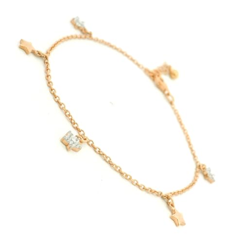 Image of 925 Sterling Silver Adjustable Bracelet for Women | Radiant Solitaire, Evil Eye & Charm Design | Elegant Stylish Fine Jewellery Gift for Girls & Ladies