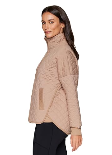 RBX Quilted Zip Up Jacket for Women, Lightweight Mock Neck Jacket with Pockets for Hiking, Workouts, Casual Wear4