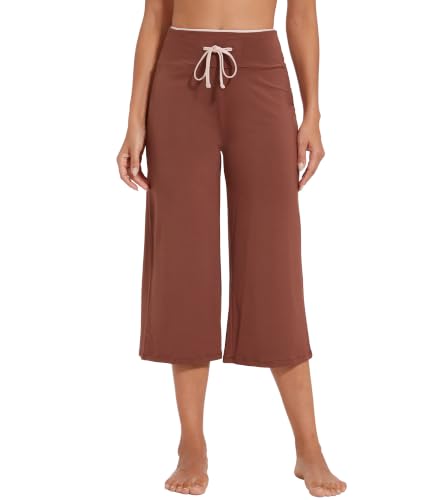 Image of WiWi Bamboo Viscose womens capri pants Wide Leg Pajama Super Soft Lounge knit Sleep shorts Cooling Pj Bottoms S-XXL
