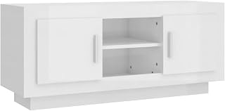 vidaXL TV Cabinet Media Unit Sideboard Entertainment Centre Stereo Hifi Side Cabinet Living Room TV Console Stand High Gloss White Engineered Wood