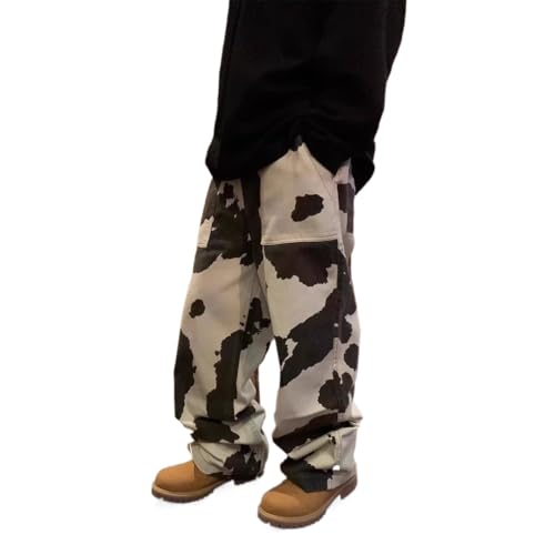 Men's Pants Baggy Jeans Men Y2k Cow Print Jeans Men's Rock Revival Lounge Pants Street Wear Casual Sweatpants