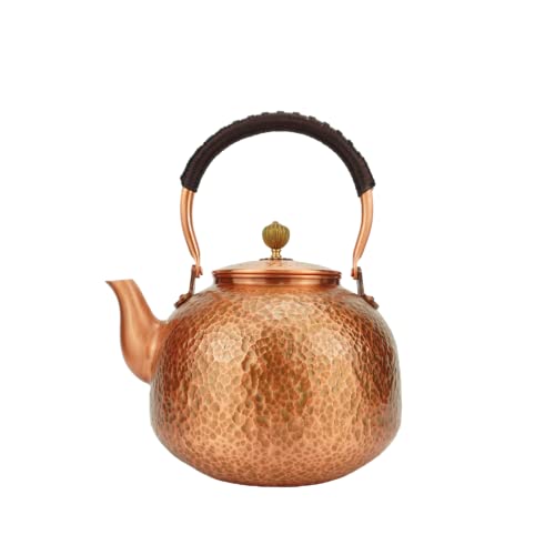 Funmaker Handmade Solid Copper Tea Pot Kettle Stovetop Teapot Thick Hammered Copper Tea Pot Kettle Stovetop Teapot Made for gasstove tops pure copper kettle (Type 7-2200ml)