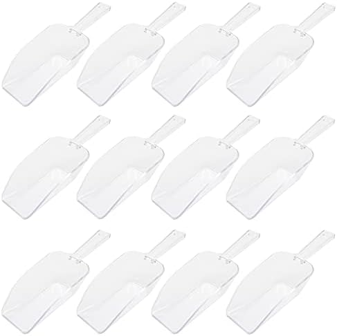 7 Inch Multi Purpose Clear Plastic Scoops for Weddings, Candy Dessert Buffet, Ice Cream, Coffee, Tea, 12 Pcs