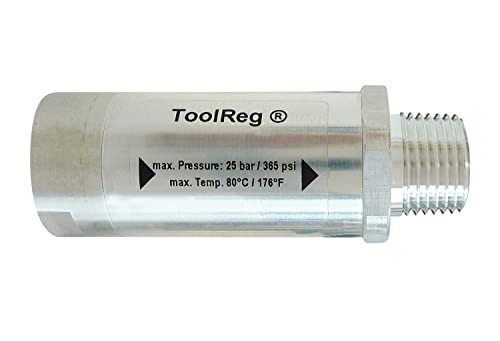 TOPRING 62.221.04 TQOOLREG 60 PSI - 1/4(F-M) NPT, Preset Inline Pressure Regulator for Air Tools, with Automatic Secondary Pressure Relief, Series 62