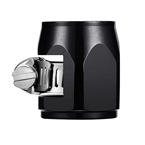 Flexible Rubber Hose Pipe Clamps - 6An Hose Finisher Clamp With Screw Band For 3/8 Fuel Line Hose , 4Pcs/Pack Black Hose Connectors, Great For Fuel / Oil / Diesel / Gas / Air And Water Hose Tube #TOP1