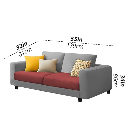 Image of Galib 2 Seater Sofa Set for Living Room (Maroon Grey Fabric) Premium Fabric Sofa Set
