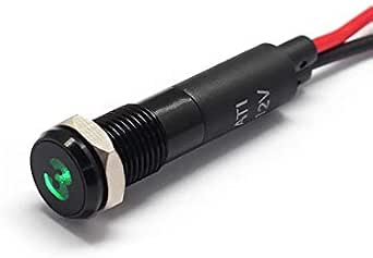 Alpinetech 8mm LED Pilot Light - 120V AC/DC Red Signal Indicator, Black Bezel, For Dash & Panel - View #7