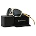 SUNGAIT Ultra Lightweight Rectangular Polarized Sunglasses 100% UV protection (Gold Frame Grey Lens, 62) Metal Frame 2458 JKH