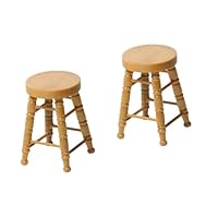 Yardwe 2pcs Wooden Step Stool for Boys and Girls Miniature Stool for Doll House Pretend Play Accessory