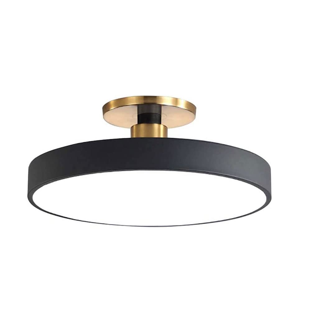 JISHUBO Round Wrought Iron Ceiling Lamp, LED Flush Mount Ceiling Light, Three-color Dimming Ceiling Light, Surface Mount Ceiling Light Fixture, Acrylic Lampshade Flat Lamp