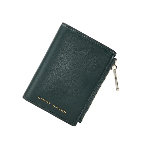 light haven Slim Minimalist RFID Blocking Credit Card/Cash/ID Holder ?Front Pocket Wallet with Zipper (Green)
