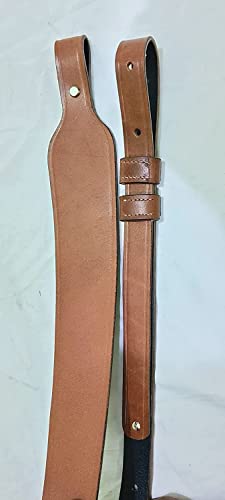 Militaria Stuffs Leather Cobra Rifle Gun Sling Buffalo Leather Rifle Gun Cobra-Style Sling - Chestnut Tan Fits 1' Swivels (Stitched) #TOP3