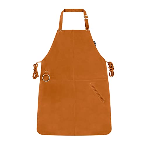 Riparo Tablier, tablier de cuisine avec poches, tablier de cuisine ajustable, tablier de barbecue, tablier bavette, tablier de cuisine pour hommes femmes chefs (Cognac) Cover