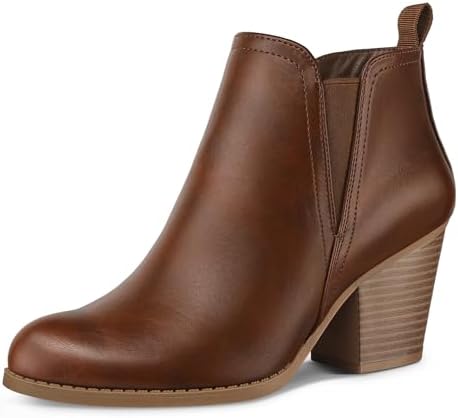 mysoft Women's Ankle Boots V Cut Side Elastic Panel Stacked Chunk...