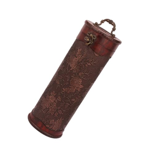 IWOWHERO ヴィンテージスル木製ワインボックス レトロヨーロピアン彫刻柄付き 単品収納ケース 持ち運び簡単 ハンドル付き お祝い パーティー