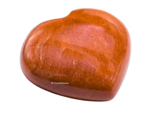 Image of Certified Carrot Jasper Crystal Heart Palm Pebbles Stones for Anxiety Stress Relief Massage - AAA Grade Original Healing Gemstone Agate Heart Palm Stone for Yoga Meditation Spiritual
