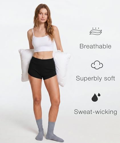 Image of LazyCozy Bamboo Viscose Sleep Shorts for Women, Soft Dolphin Lounge Shorts | Comfy Y2K Micro Mini Pajama Shorts, Lightweight Booty Shorts, Summer Pj Shorts, Knit Workout Shorts