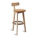 Sillas HAIYU-Taburete de Bar, Bar de Madera Rústica Retro Taburete Alto Ergonómico de Cocina Taburete de Lino Suave con Reposapiés, Fácil Montaje, Altura 68 cm(Color:marrón)