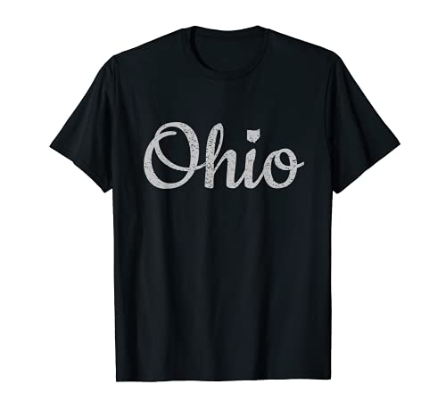 State of Ohio Pride Script Text Distressed Design Gifts T-Shirt