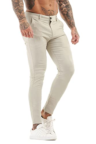 Mens Chinos Casual Pants Slim Fit Stretch Dress Pants For Men(Ivory,28) #TOP24