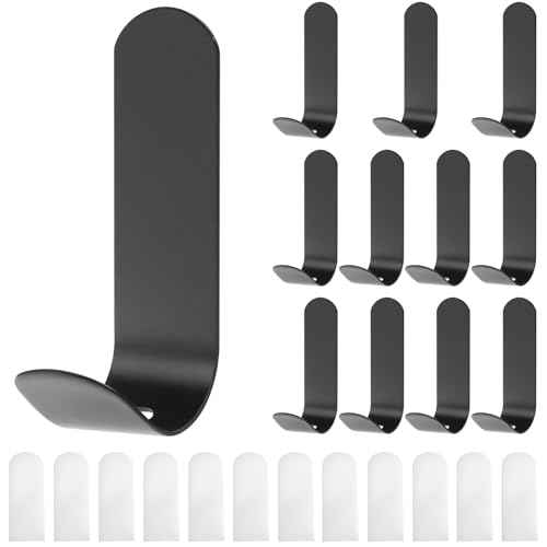 QWORK® 12 Piezas Ganchos Adhesivos, Ganchos de Metal Toallas sin Perforación, para Cocina y Baño