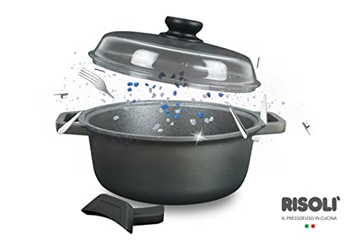 Risoli 00097BIPIN/20 Casseruola Con Coperchio Blackplus, Diametro 20 cm, 2.25 Litri, Spessore 7.20 mm, Rivestimento ELDIAMANT Profile, Alluminio Pressofuso, Per tutti i i piani di cottura