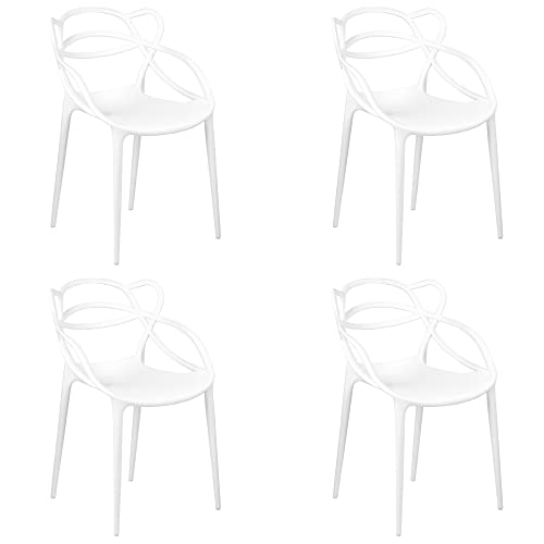 Totò Piccinni Sedia INFINITY EYE in Polipropilene Moderna Design Impilabile (Bianco, 4)