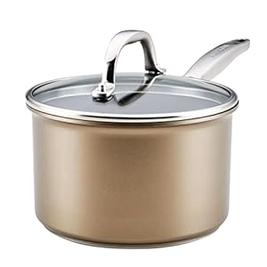 Anolon Ascend Hard Anodized Nonstick Sauce Pan/Saucepan and Lid – Good for All Stovetops (Gas, Glass Top, Electric & Induction), Dishwasher & Oven Safe with Stainless Steel Handle, 3 Quart – Bronze